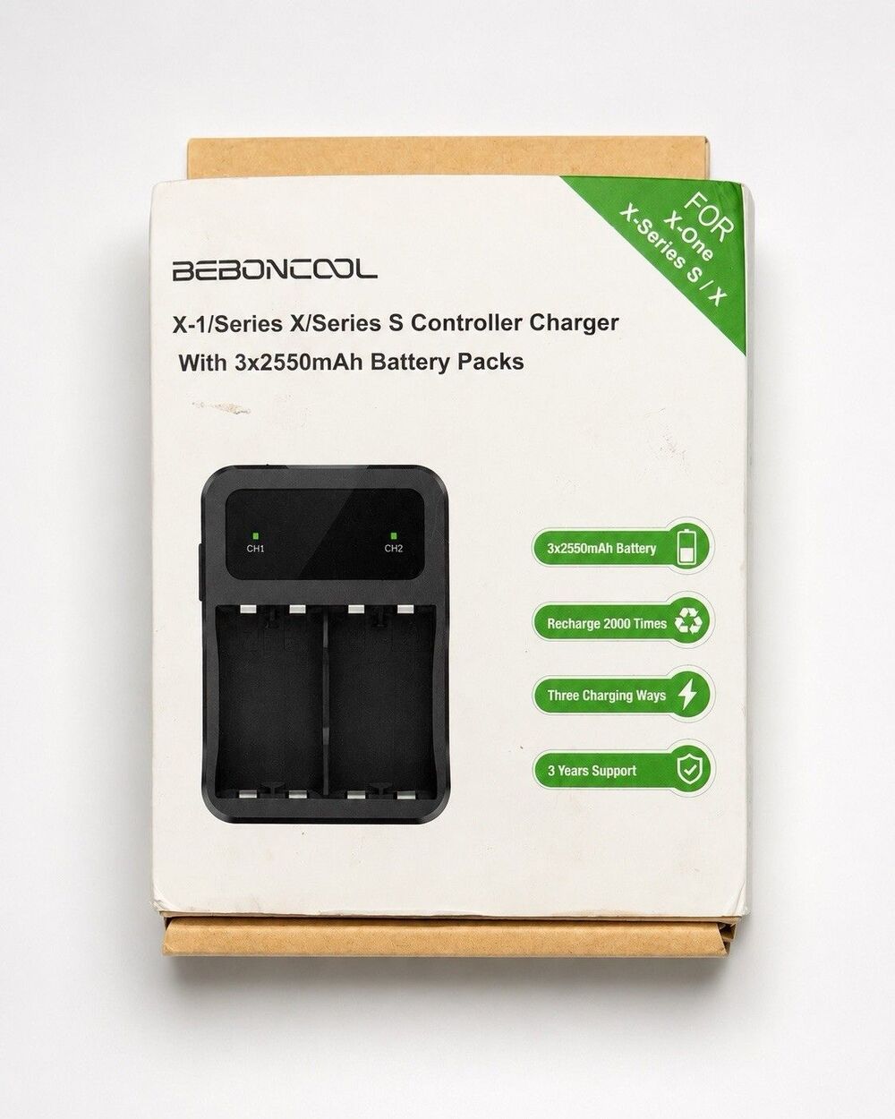 BEBONCOOL X-1 Charger + 3x 2550mAh Batteries Xbox One Series X|S